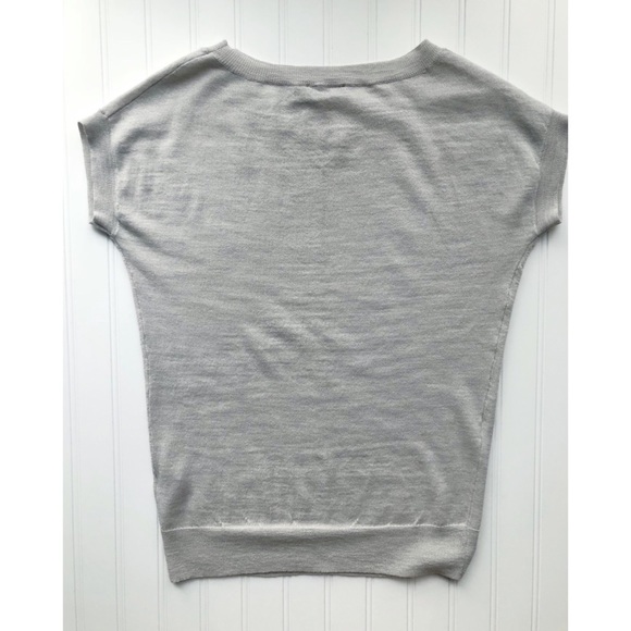 The Limited Sheer Grey Short Sleeve Wool Sweater - Picture 4 of 5